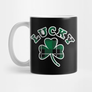 Lucky Three Leaf Clover Flannel Print Pattern Mug